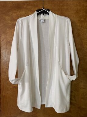 Liz Claiborne Cream Open-Front Cardigan